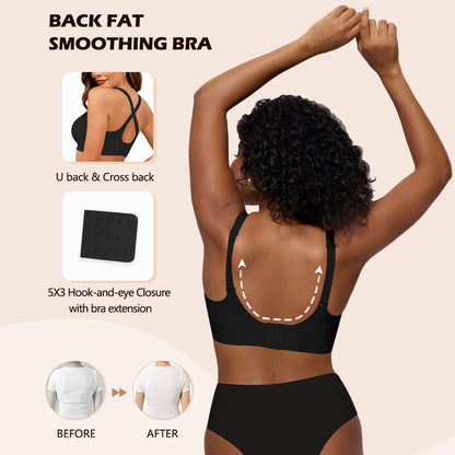 Bras for Women Deep V Seamless Wireless Support Lift No Underwire Plunge Bralettes Full Coverage Push Up Bra