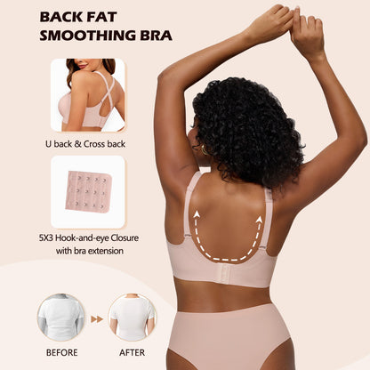 Deep V Plunge Bra - Seamless Wireless Bralette with Lift & Full Coverage (No Underwire) | Supportive Push Up Bra for Women