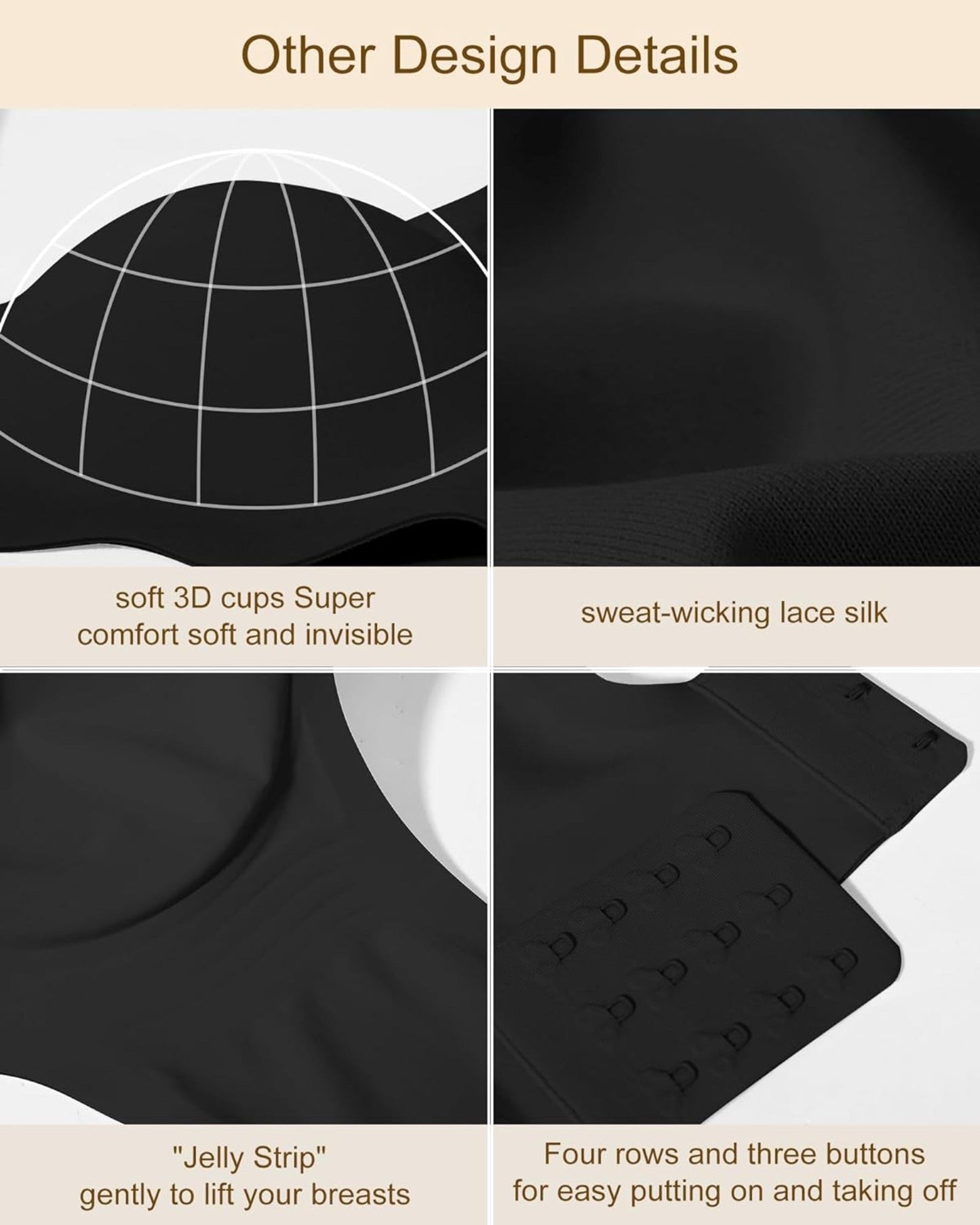 Wavy Seamless V Neck Lace Floral Bra