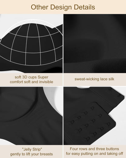 Wavy Seamless V Neck Lace Floral Bra