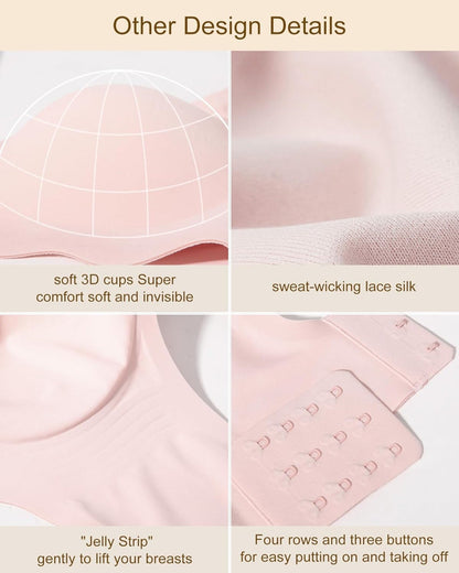 Wavy Seamless V Neck Lace Floral Bra