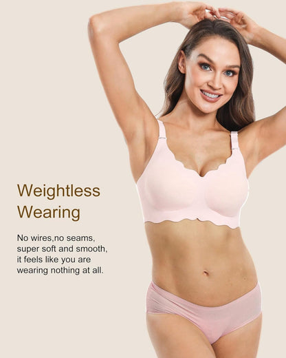 Wavy Seamless V Neck Lace Floral Bra