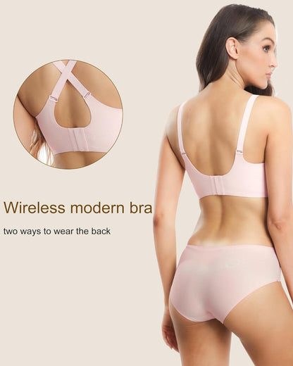 Wavy Seamless V Neck Lace Floral Bra