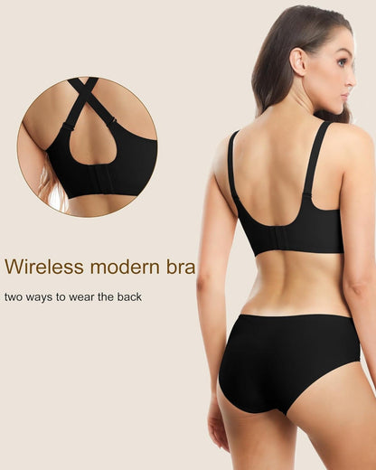 Wavy Seamless V Neck Lace Floral Bra