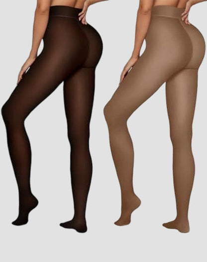 Women Fleece Lined Leggings Sheer Fake Translucent Pantyhose Thermal High Waisted Footed Opaque Tights