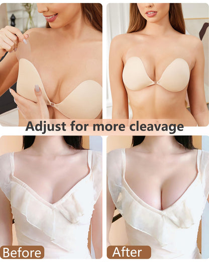 Nude Reusable Washable Strapless Invisible Backless Adhesive Bra