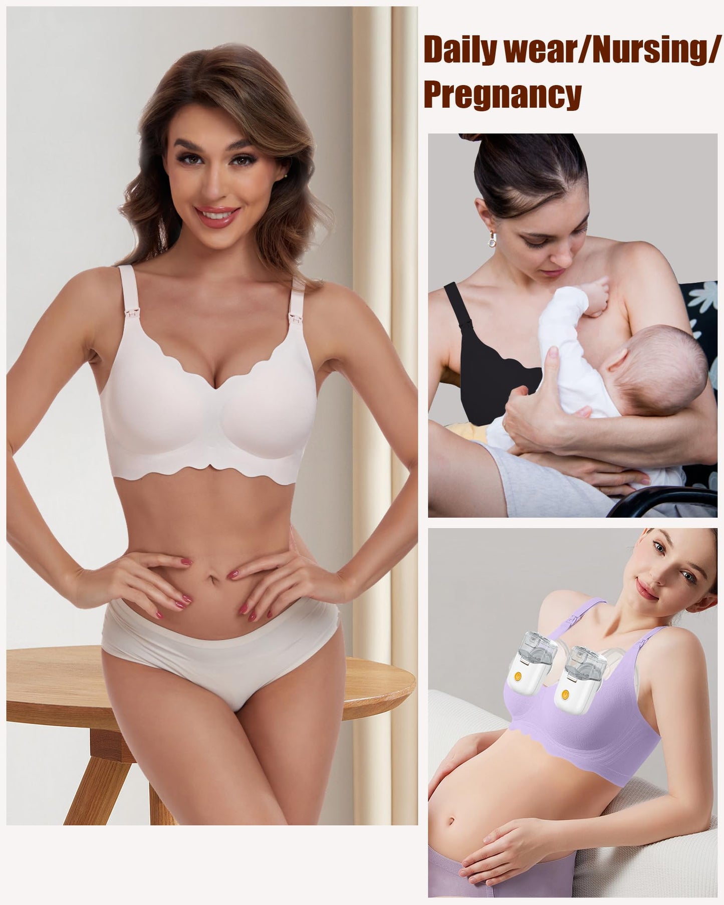 Purple Seamless Wireless Maternity Bras