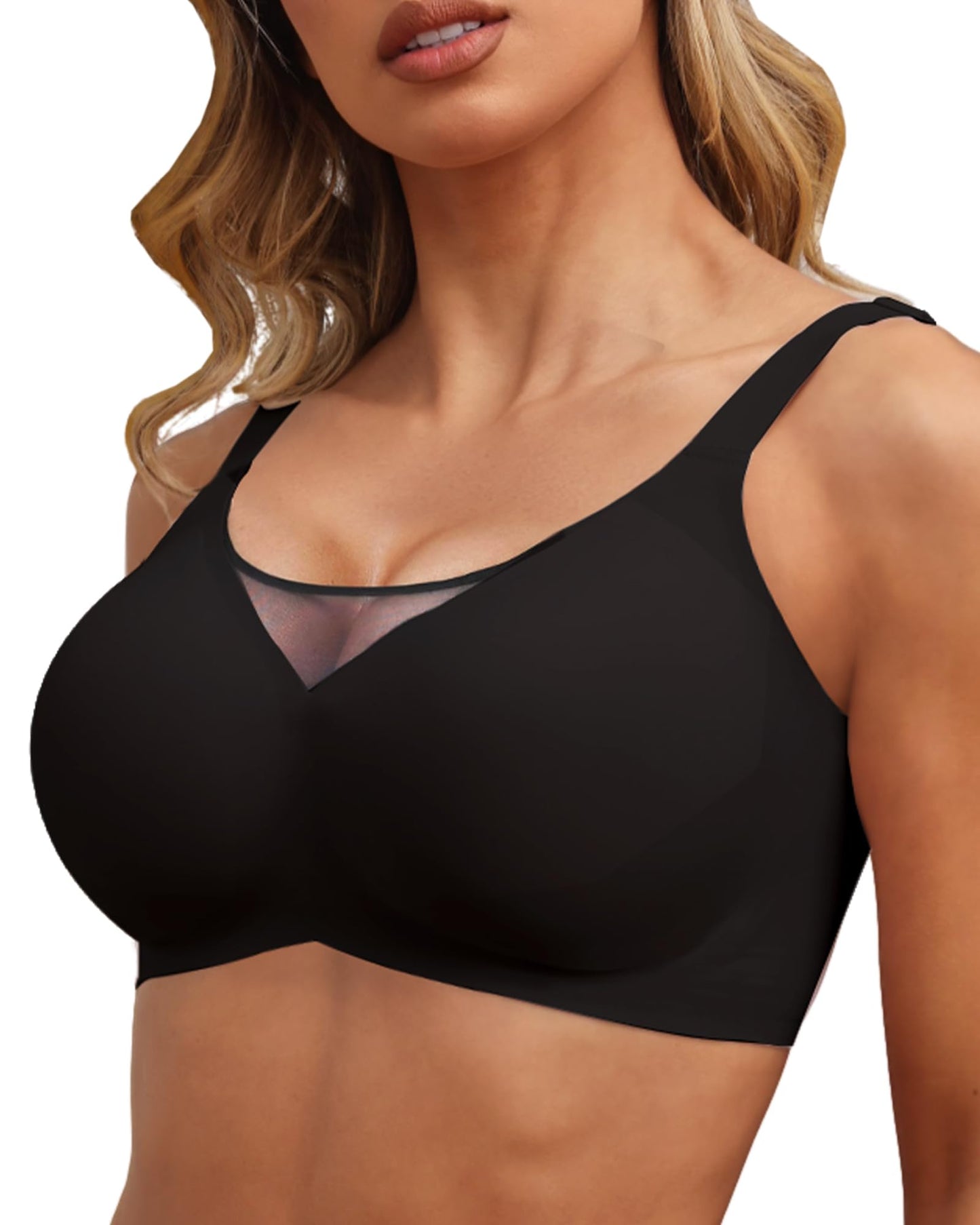 Jelly Strip Support Comfortable Seamless Mesh Plunge Bra