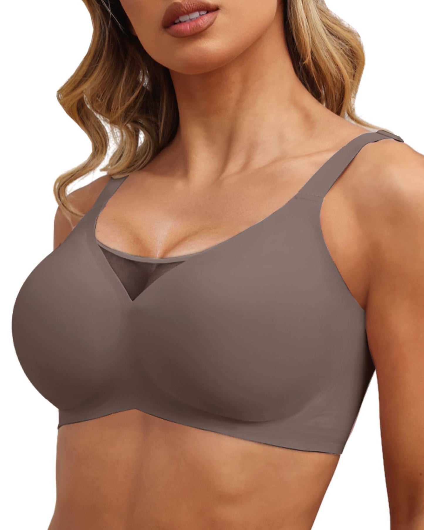 Jelly Strip Support Comfortable Seamless Mesh Plunge Bra