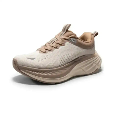 Beige/Khaki Mesh Running Sneakers – Lightweight Platform - women’s fashion sneaker at Kickarena
