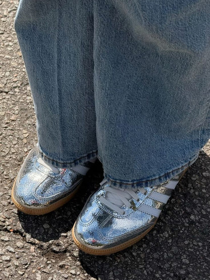 Samba OG Silver Metallic Cracked Leather